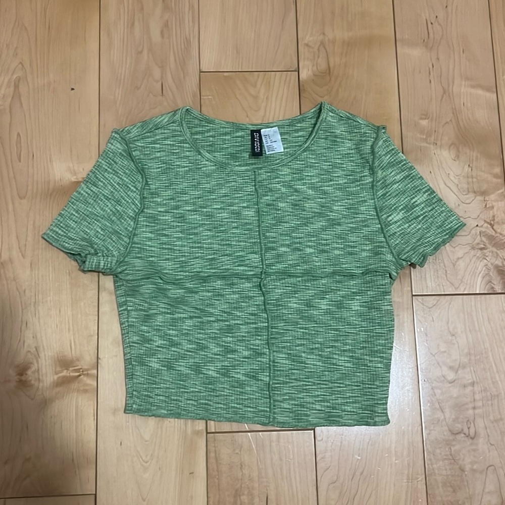 Divided Green marble crop top